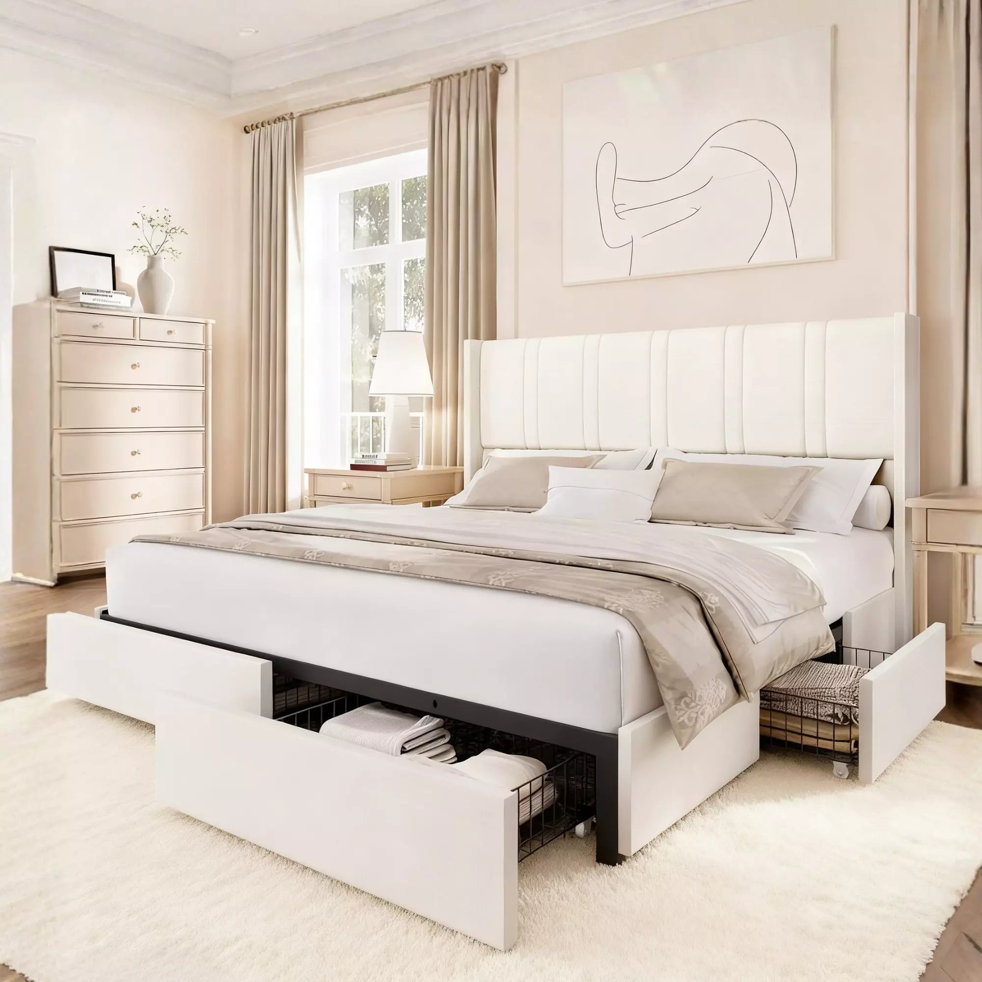 Bed Frame with Storage Drawers