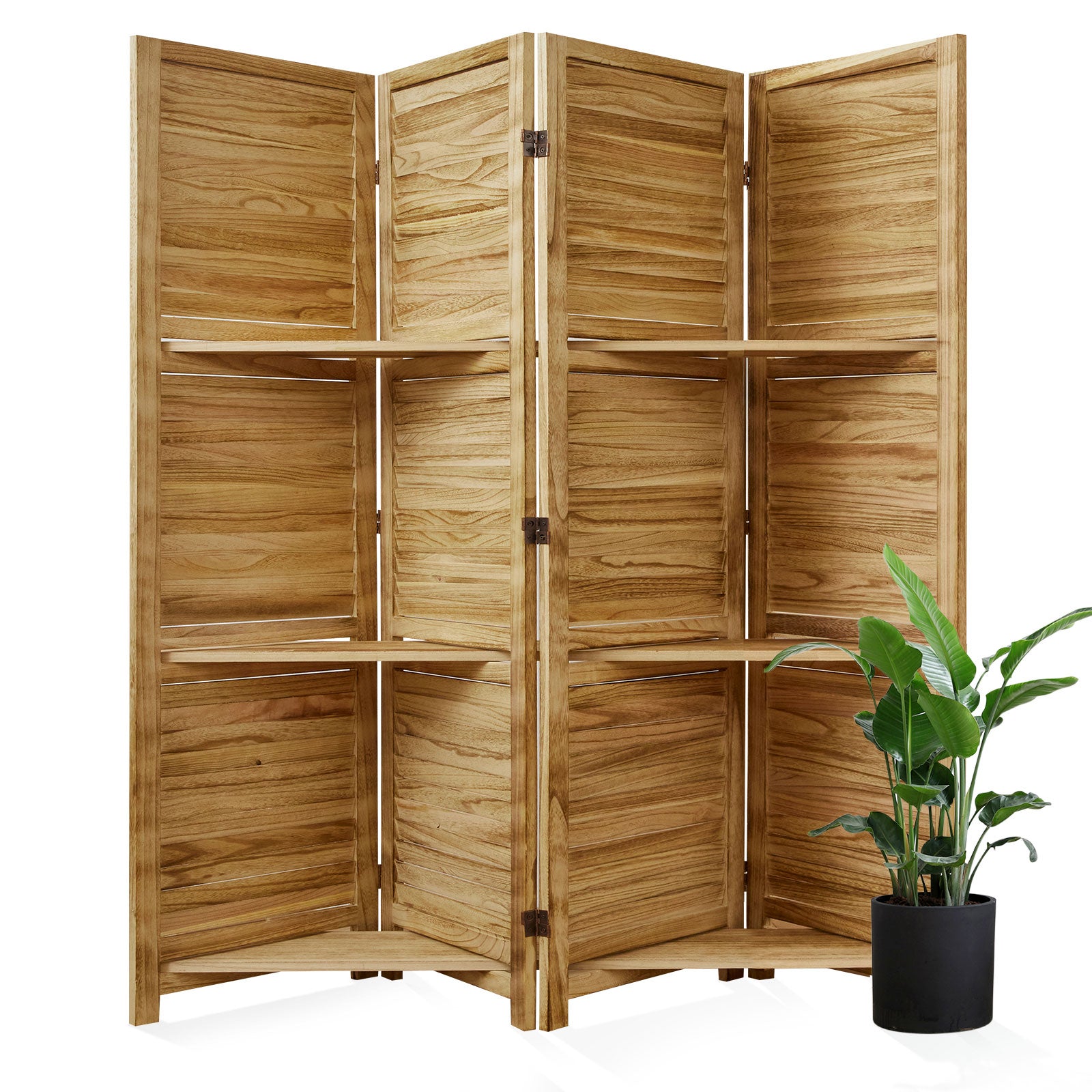 SYLO 5.6ft Folding Wood Room Divider with Shelves