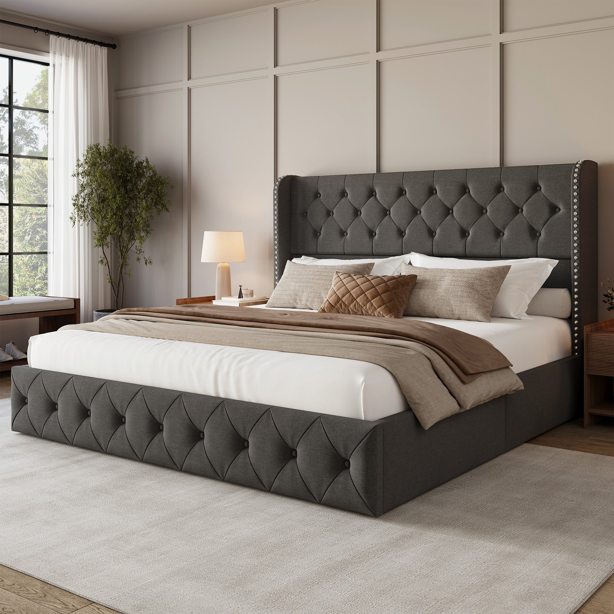 Korall Upholstered Bed Frame with Storage
