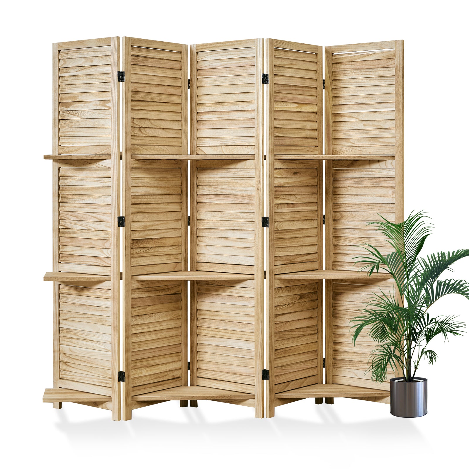 SYLO 5.6ft Folding Wood Room Divider with Shelves