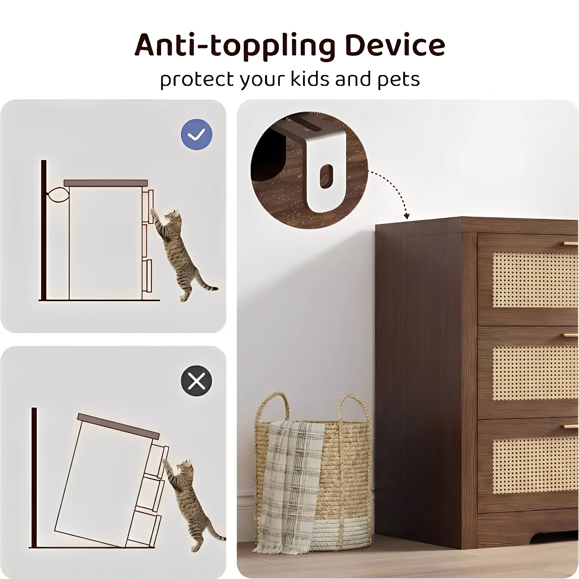 Boho Chic Rattan 6 Drawer Dressers