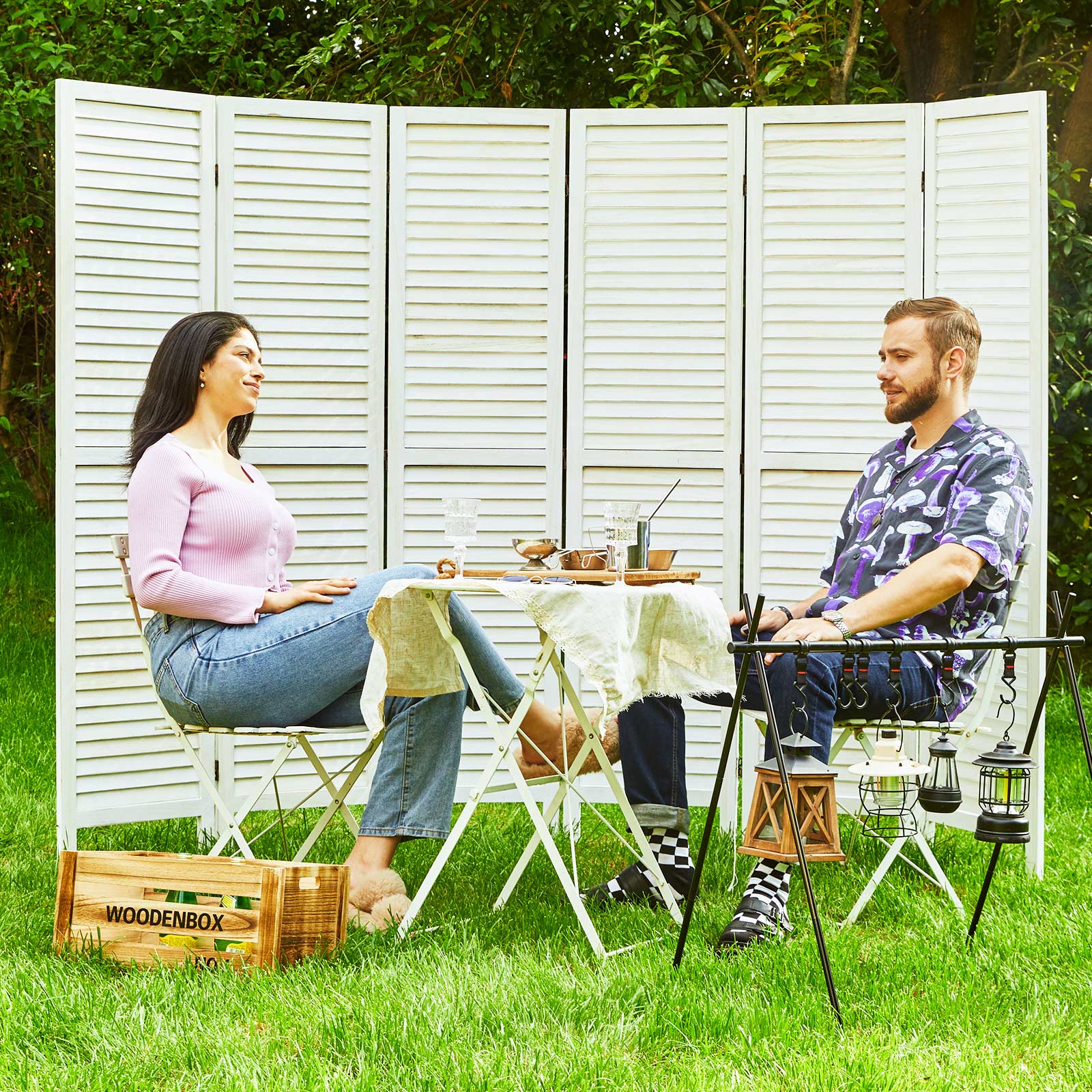 Classic 67" Louvered Wooden Room Divider