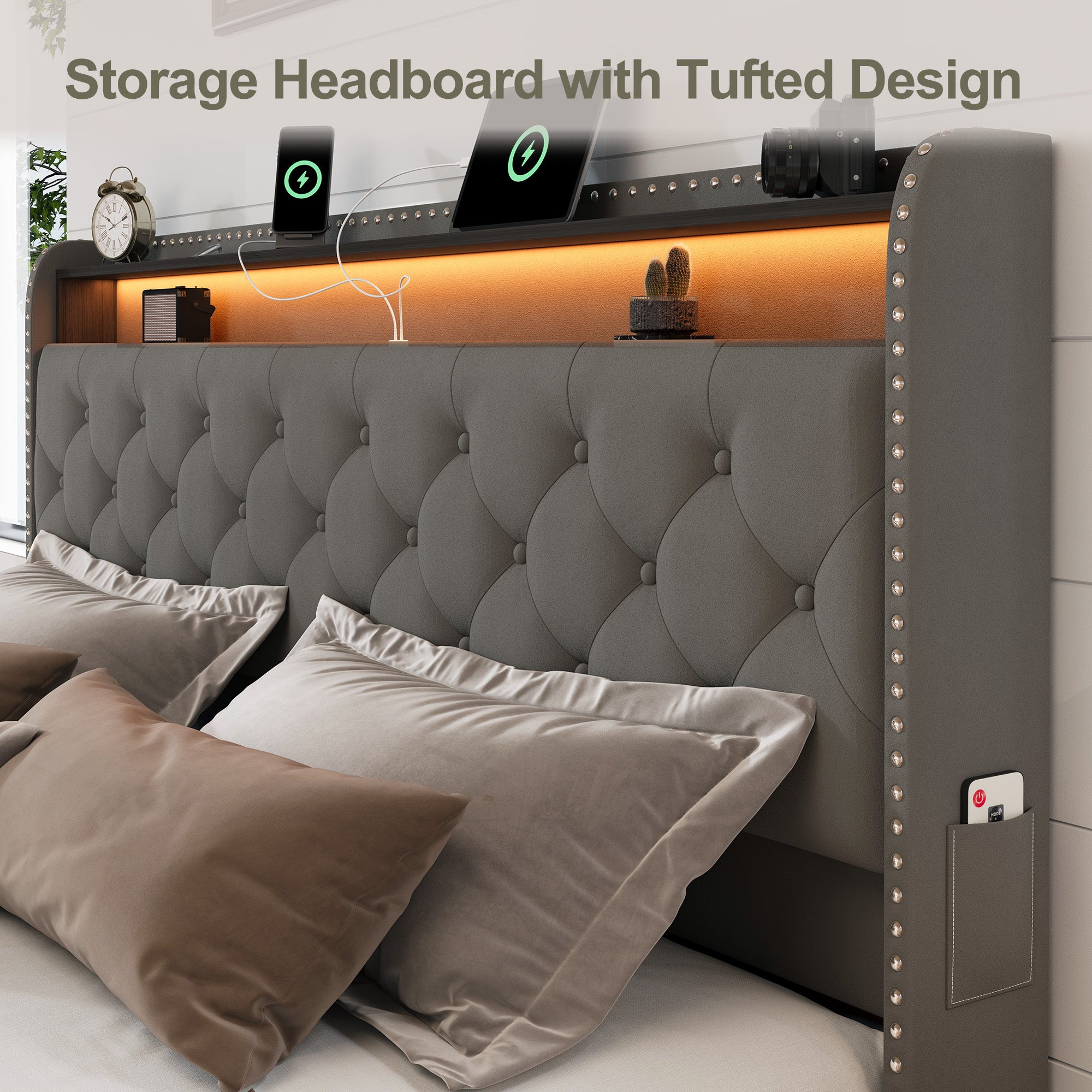 Dexon Velvet Storage Bed Frame