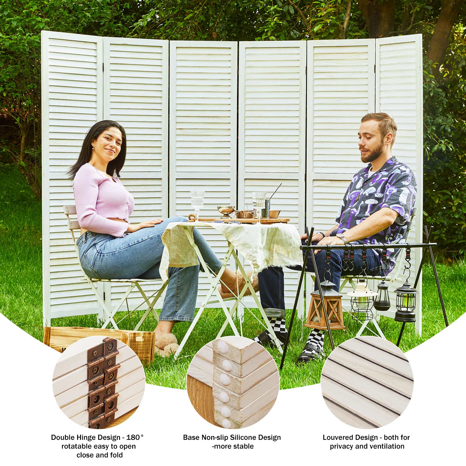 Classic 67" Louvered Wooden Room Divider