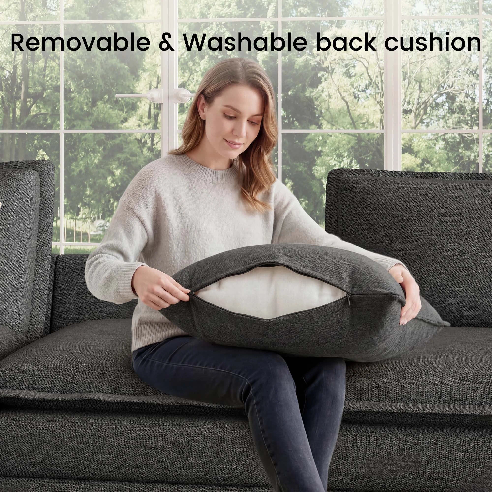 Densa L Shaped Sectional Cloud Sofa | 3-4 Seater | Spring Cushion | 97"~125"