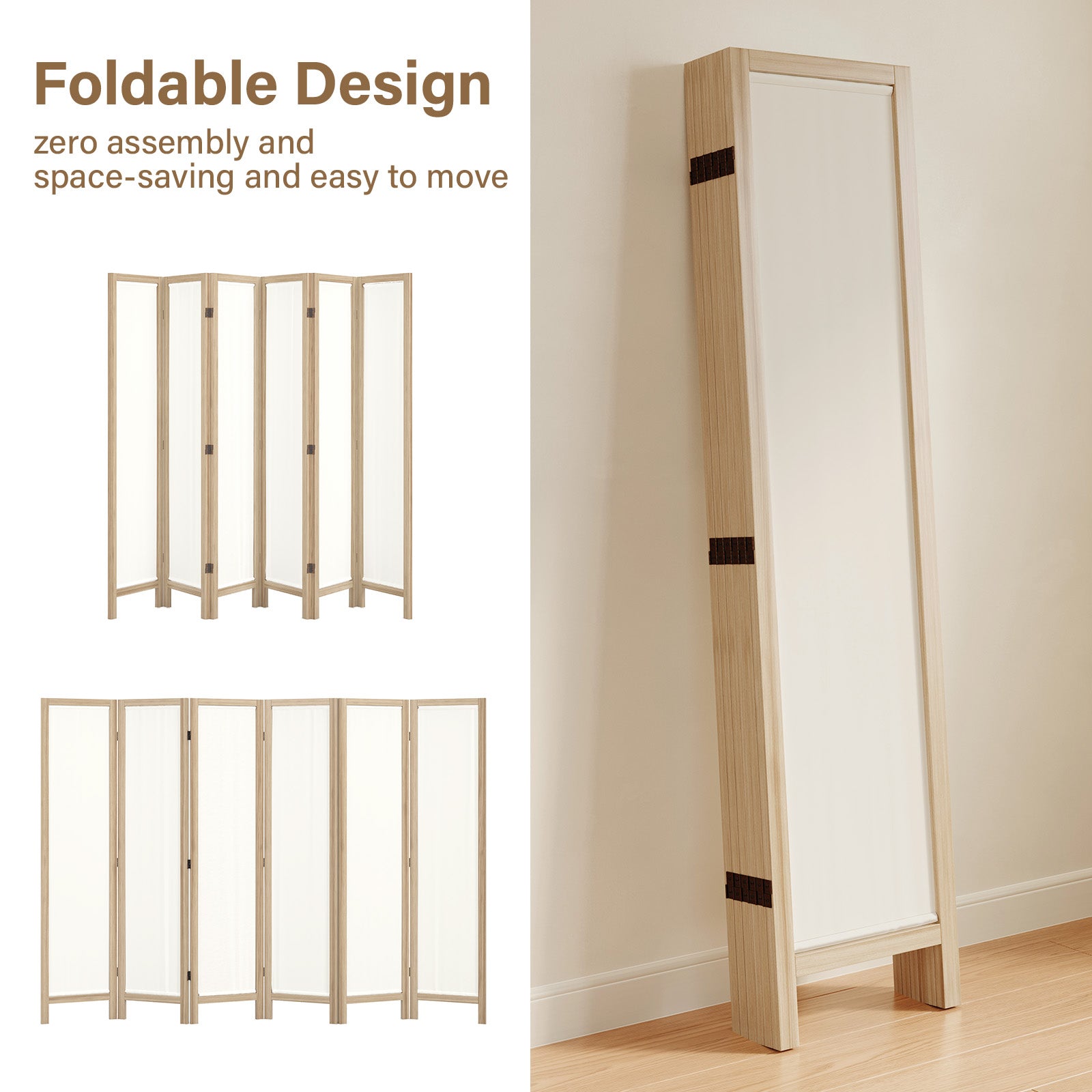 Talen 67" Washable Fabric Wooden Room Divider