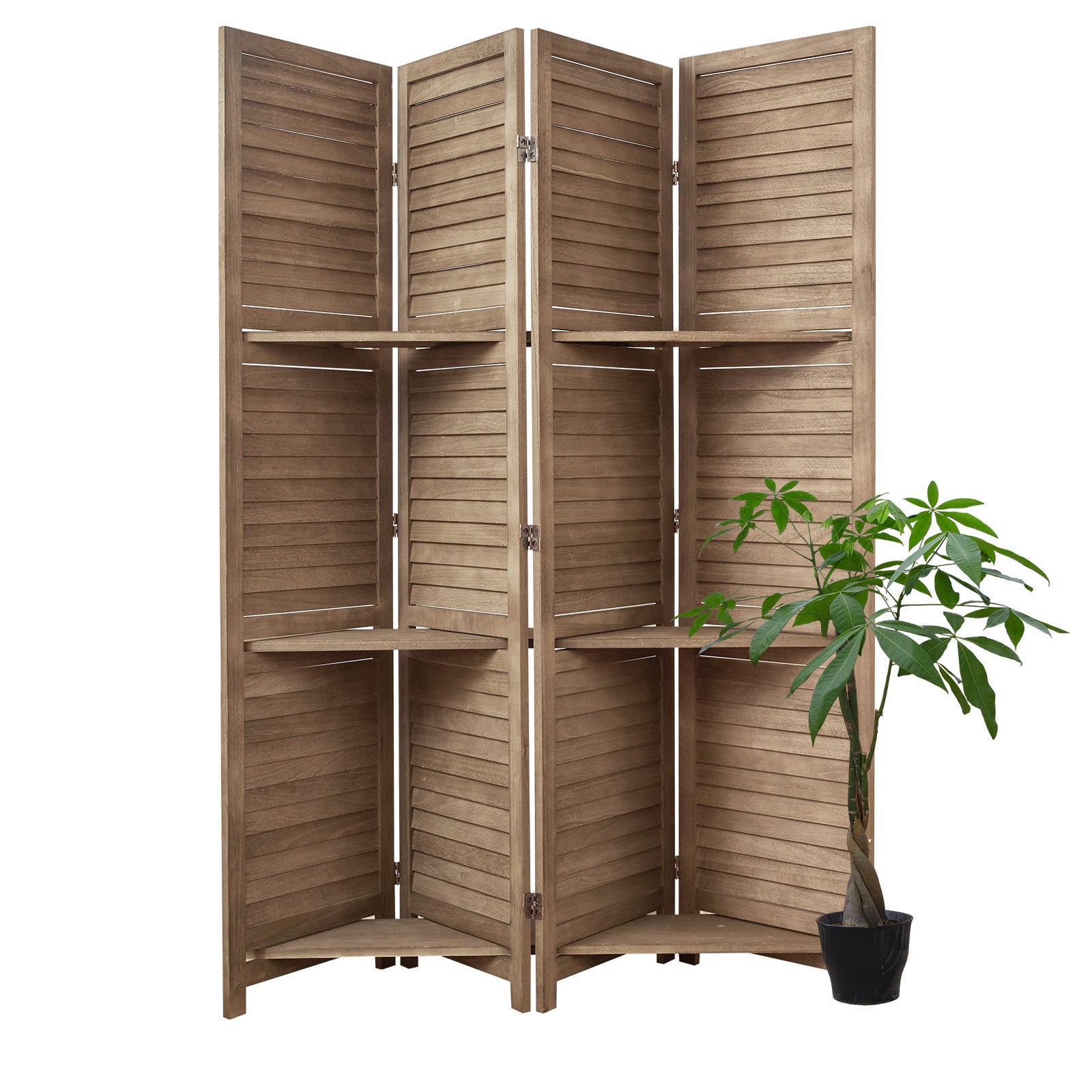 SYLO 5.6ft Folding Wood Room Divider with Shelves