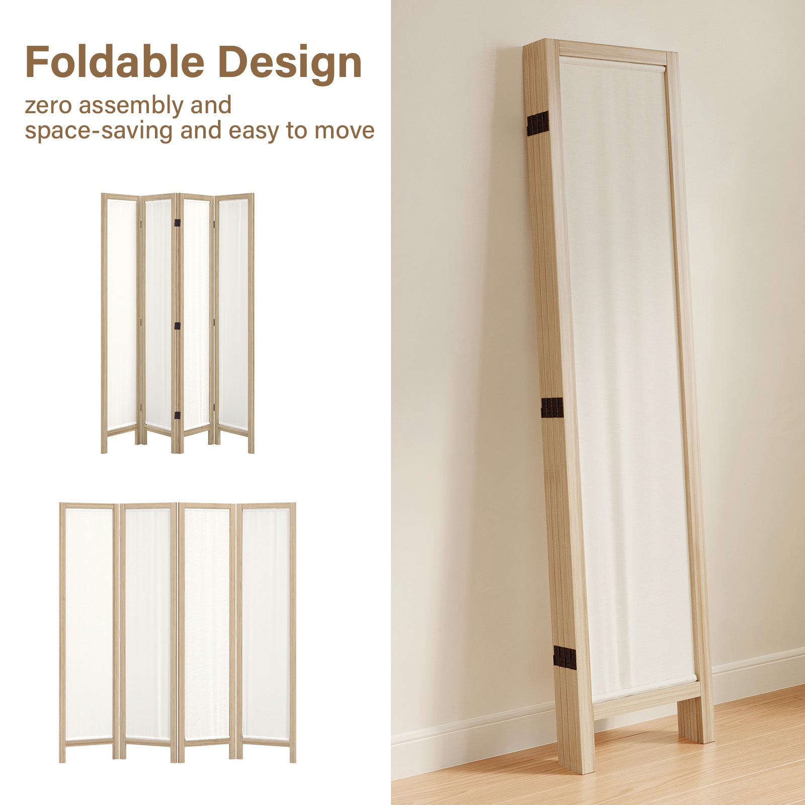 Talen 67" Washable Fabric Wooden Room Divider