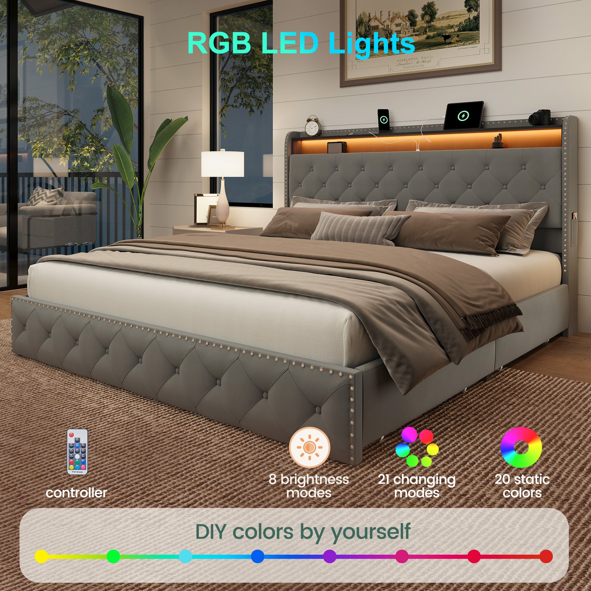 Dexon Velvet Storage Bed Frame