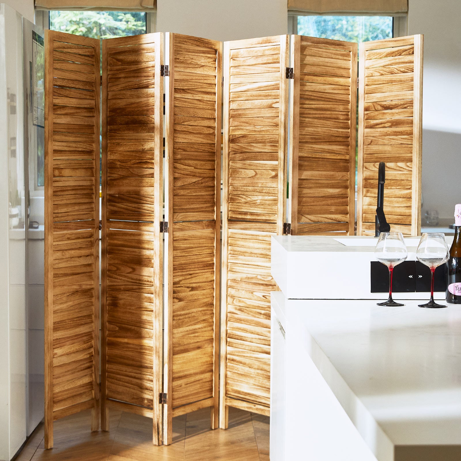 Classic 67" Louvered Wooden Room Divider