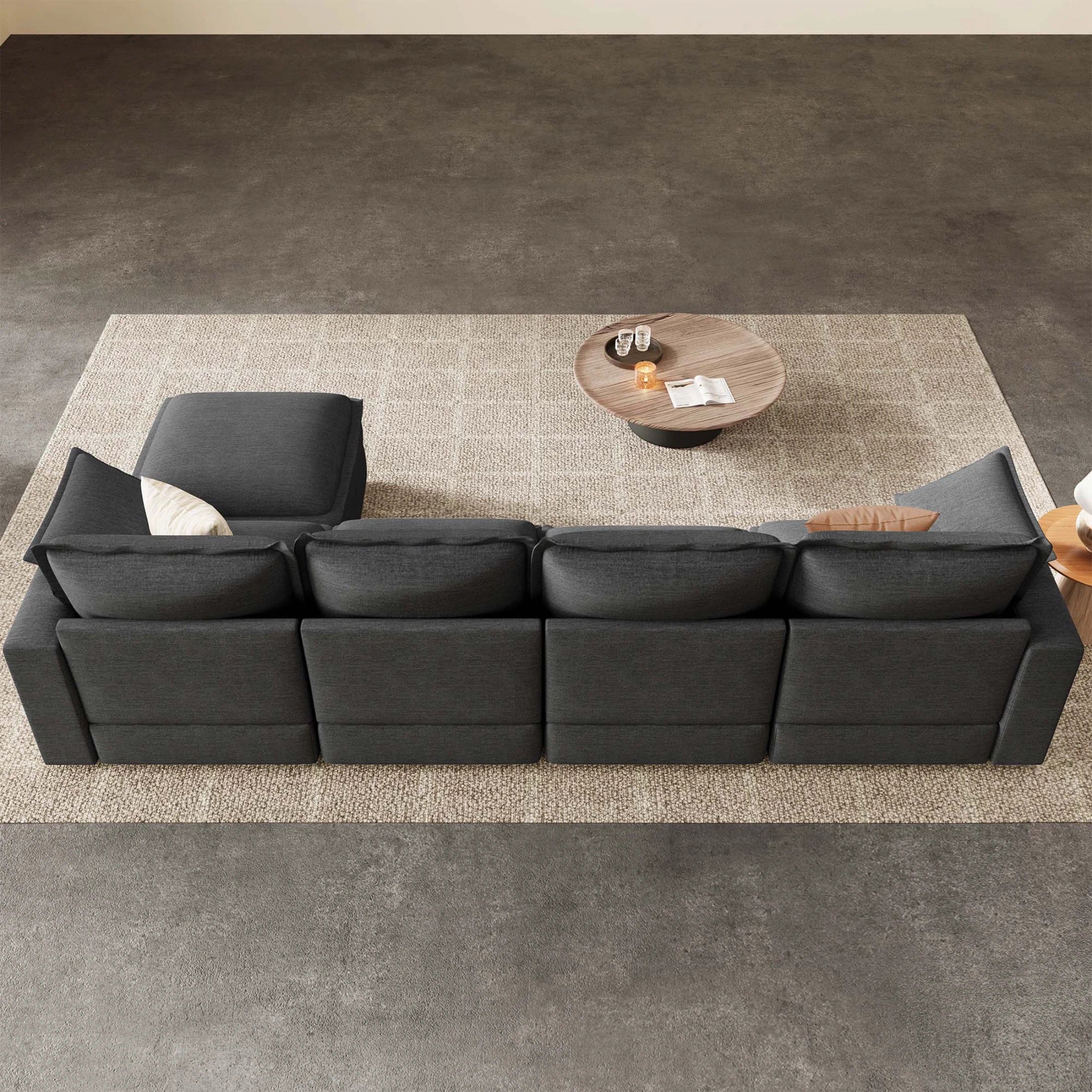 Densa L Shaped Sectional Cloud Sofa | 3-4 Seater | Spring Cushion | 97"~125"