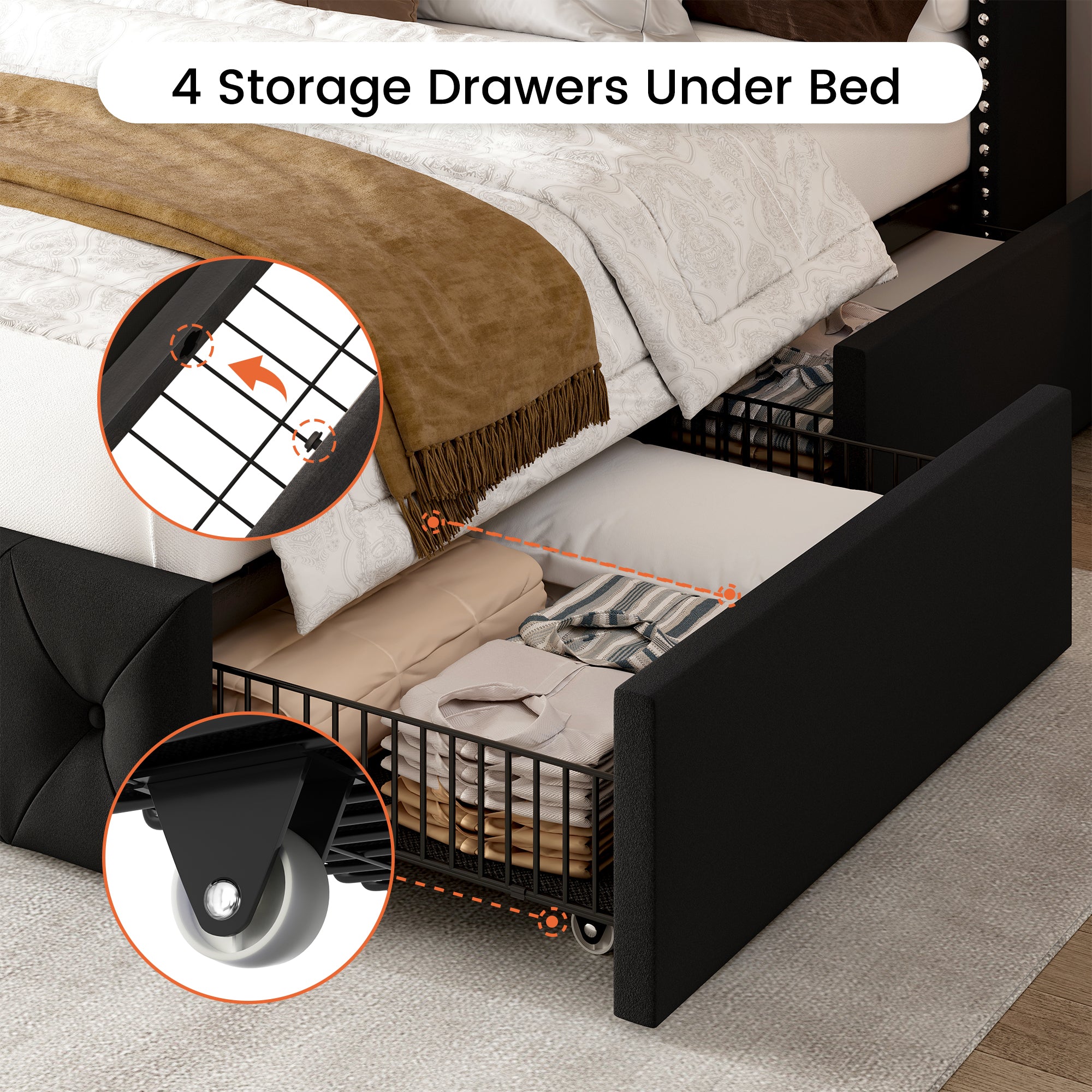 Korall Upholstered Bed Frame with Storage