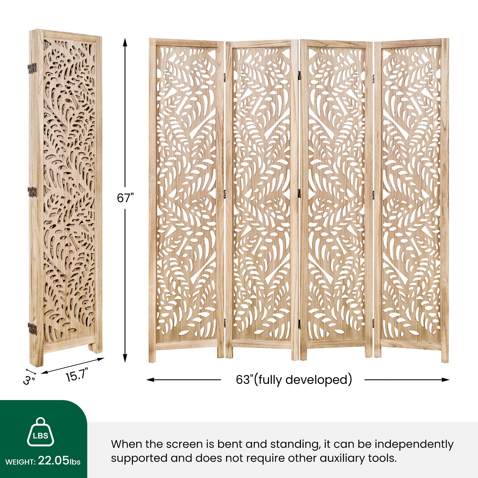 Sora 67" Solid Wood Room Divider