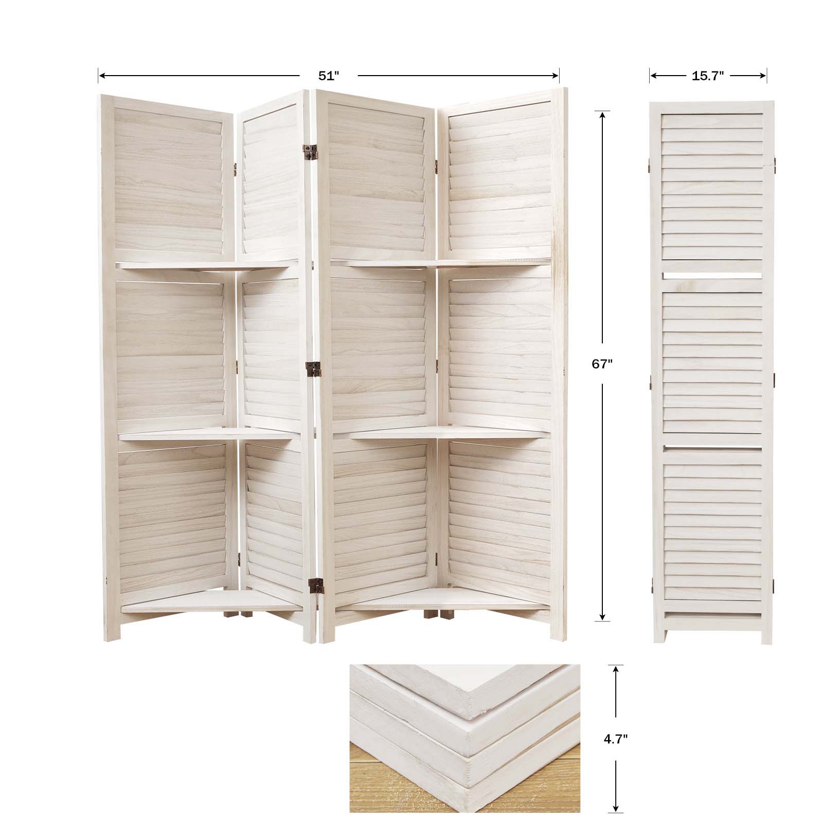 SYLO 5.6ft Folding Wood Room Divider with Shelves