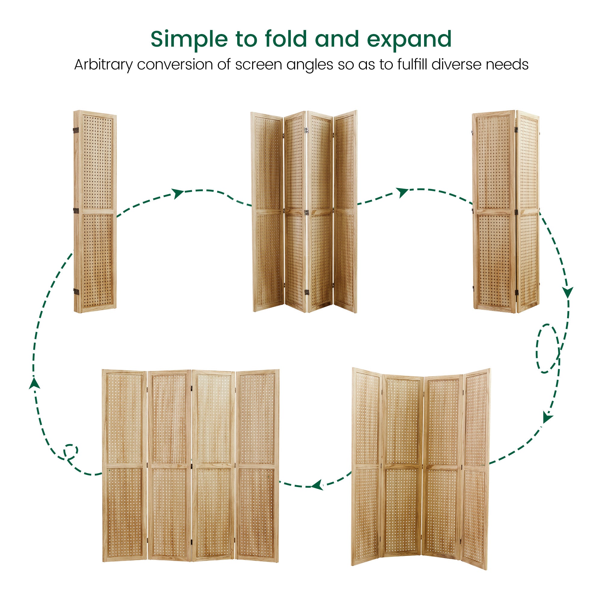 HOVA 66.8" Wooden Pegboard Room Divider