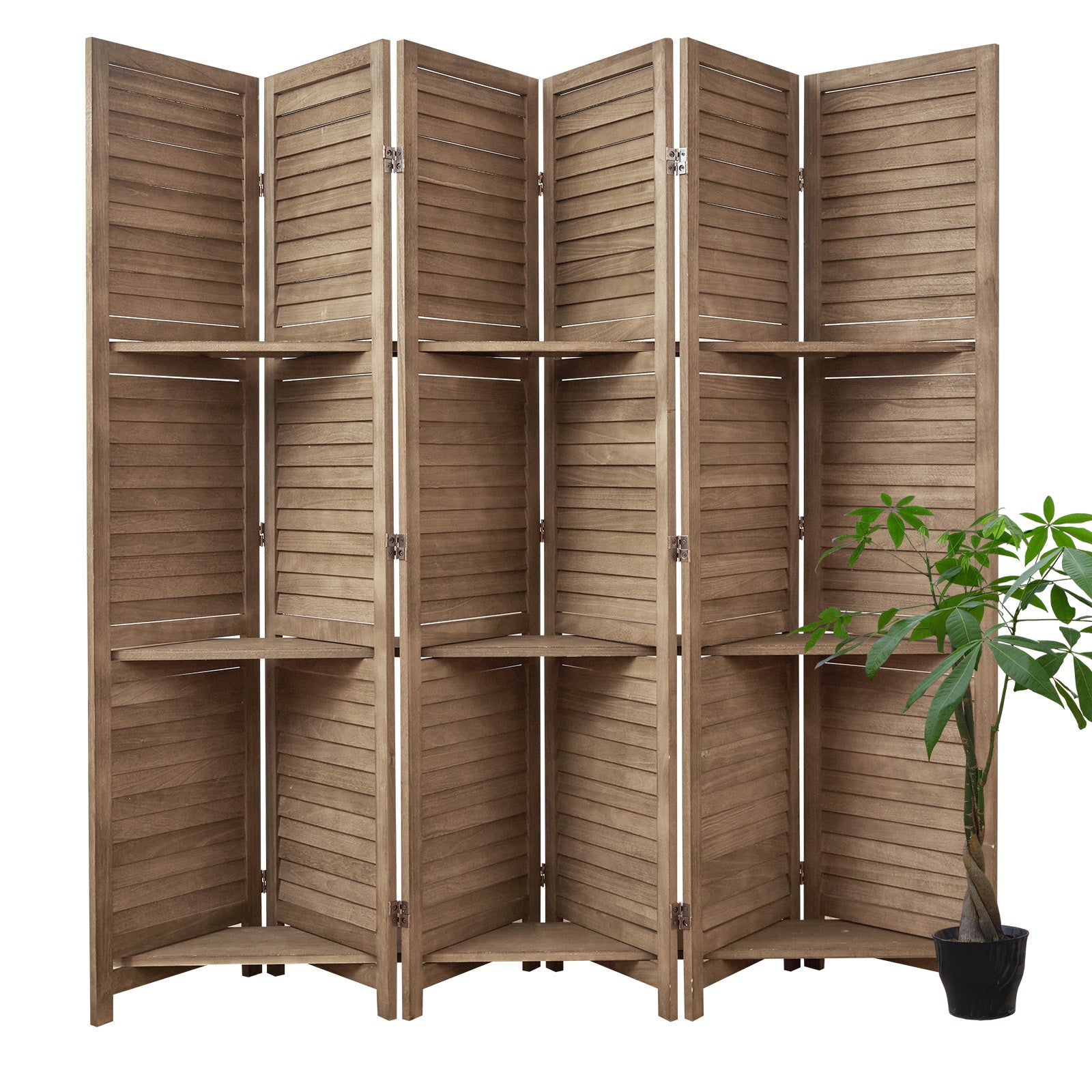 SYLO 5.6ft Folding Wood Room Divider with Shelves