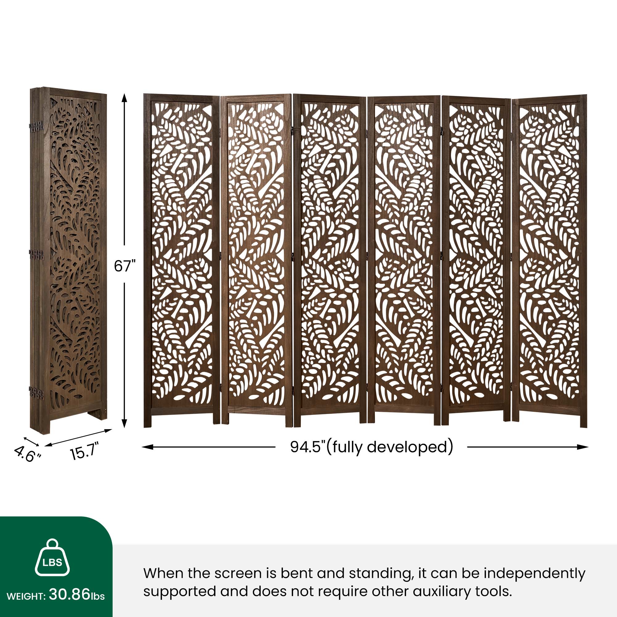Sora 67" Solid Wood Room Divider