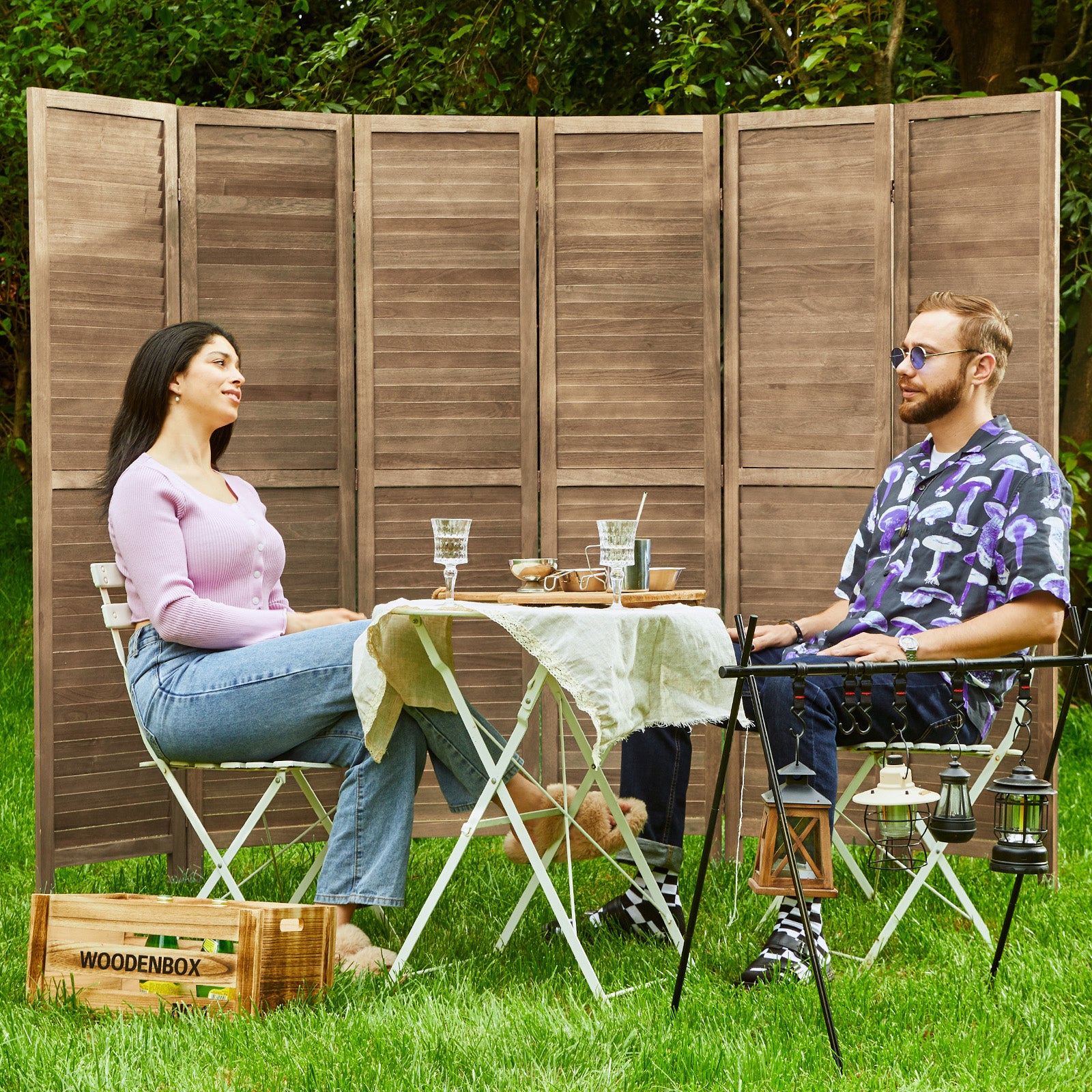 Classic 67" Louvered Wooden Room Divider