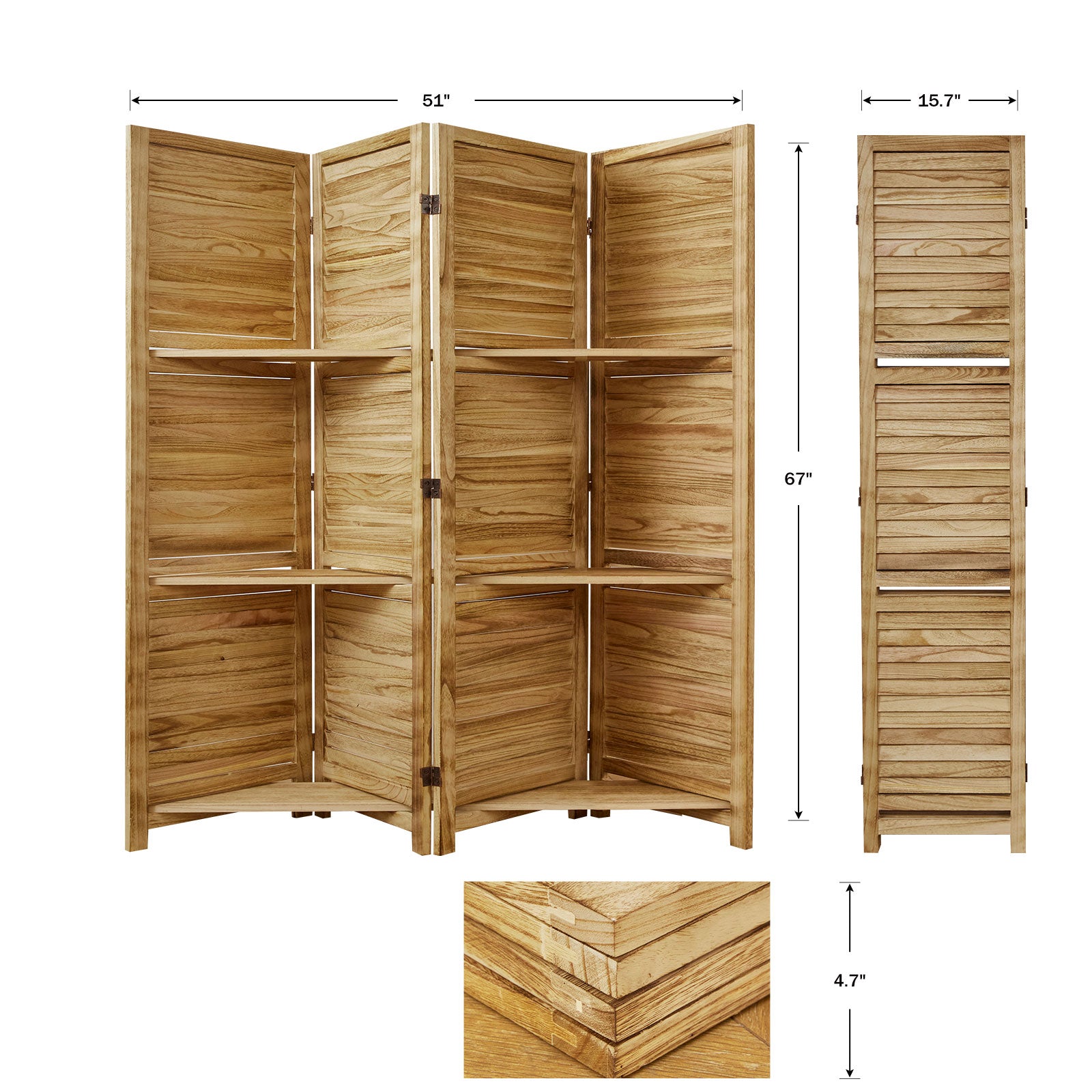 SYLO 5.6ft Folding Wood Room Divider with Shelves