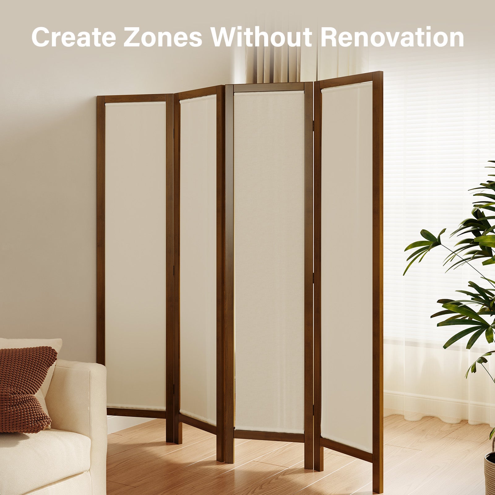 Talen 67" Washable Fabric Wooden Room Divider