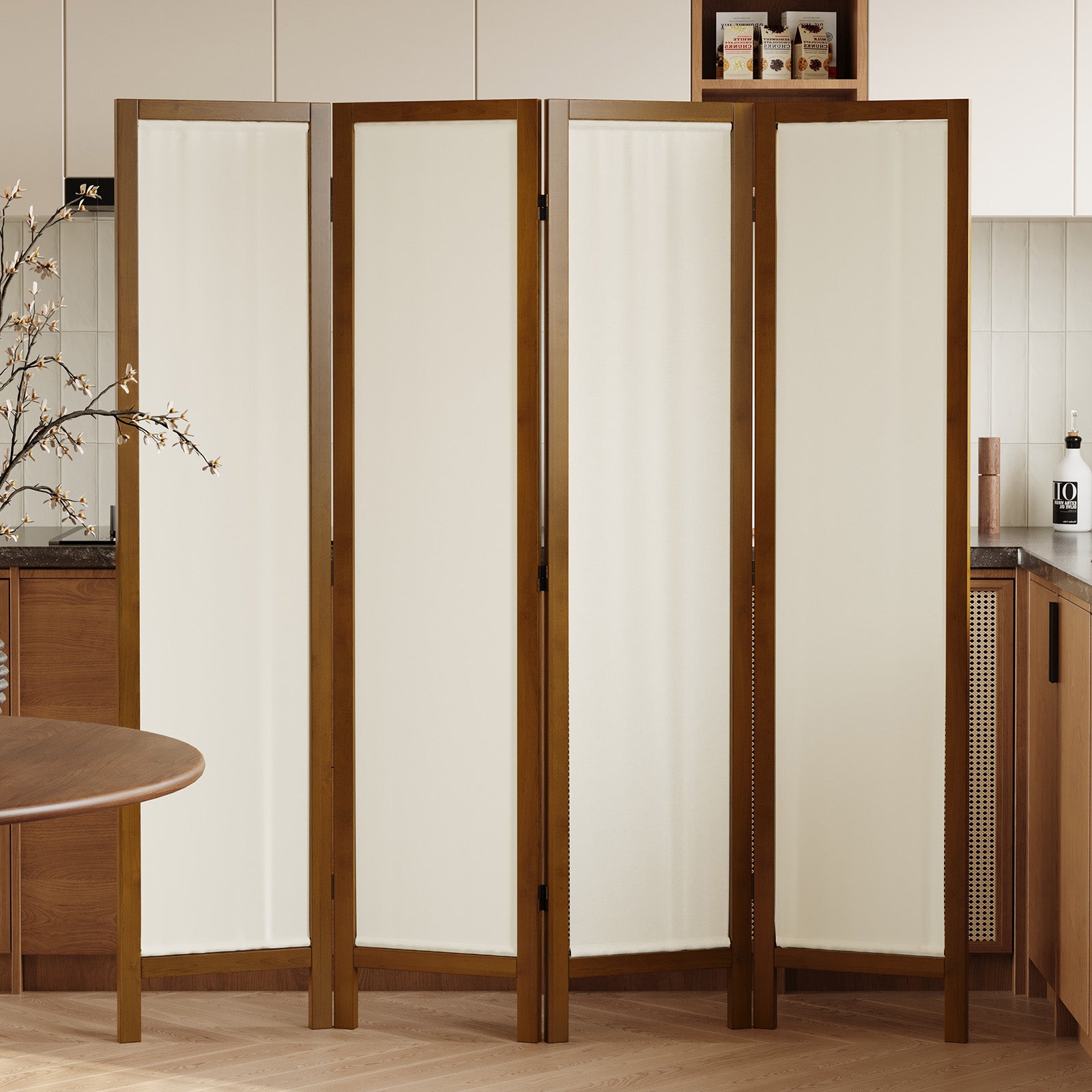 Talen 67" Washable Fabric Wooden Room Divider