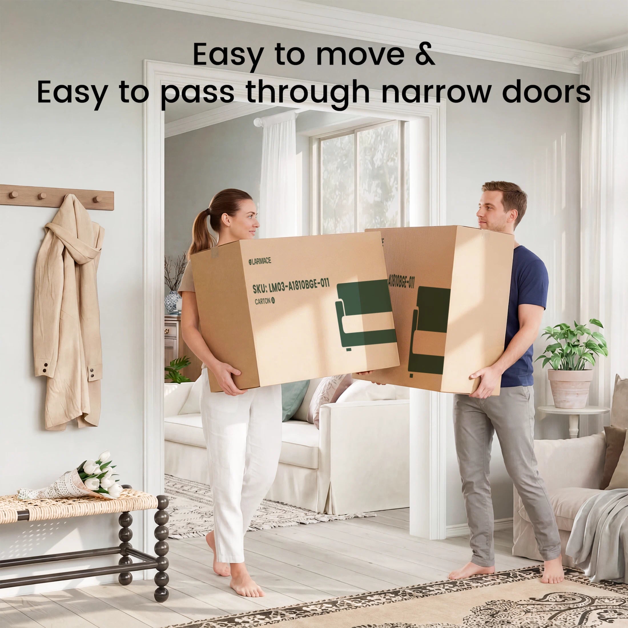 Size reference for 8 shipping boxes, designed for easy apartment delivery.