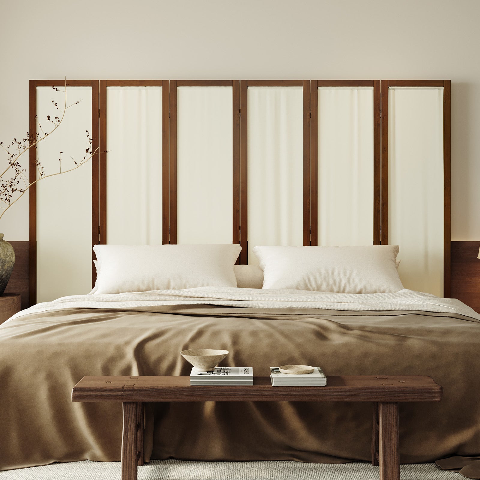 Talen 67" Washable Fabric Wooden Room Divider