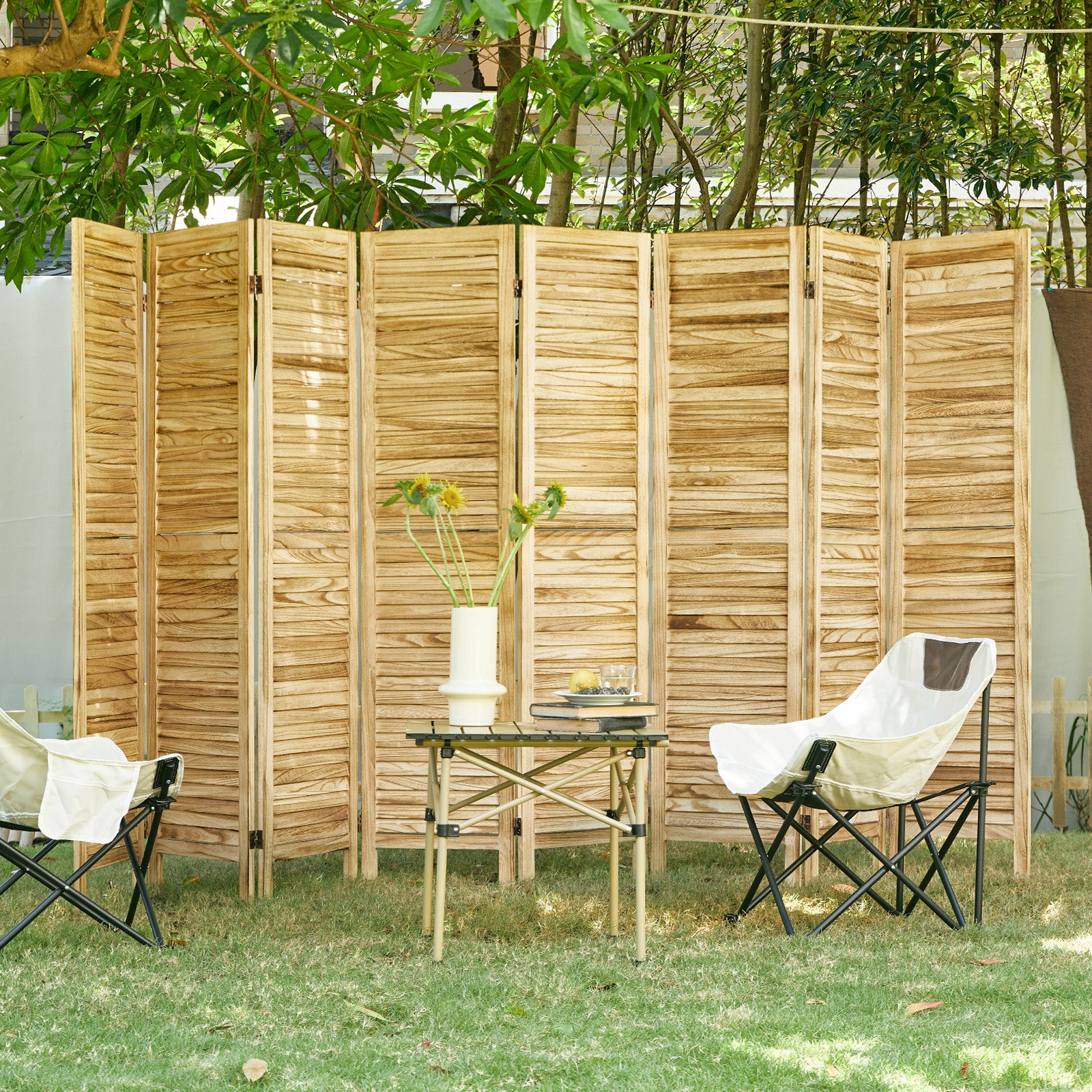 Classic 67" Louvered Wooden Room Divider