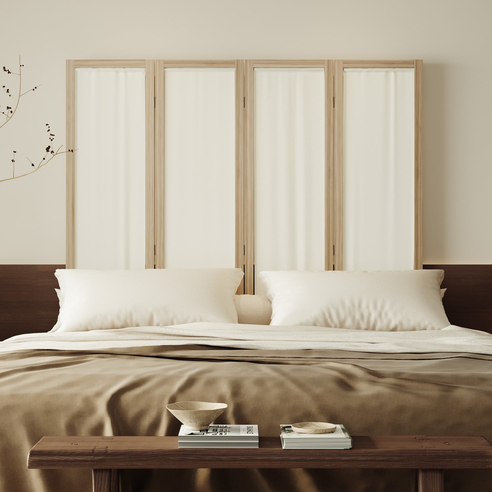 Talen 67" Washable Fabric Wooden Room Divider