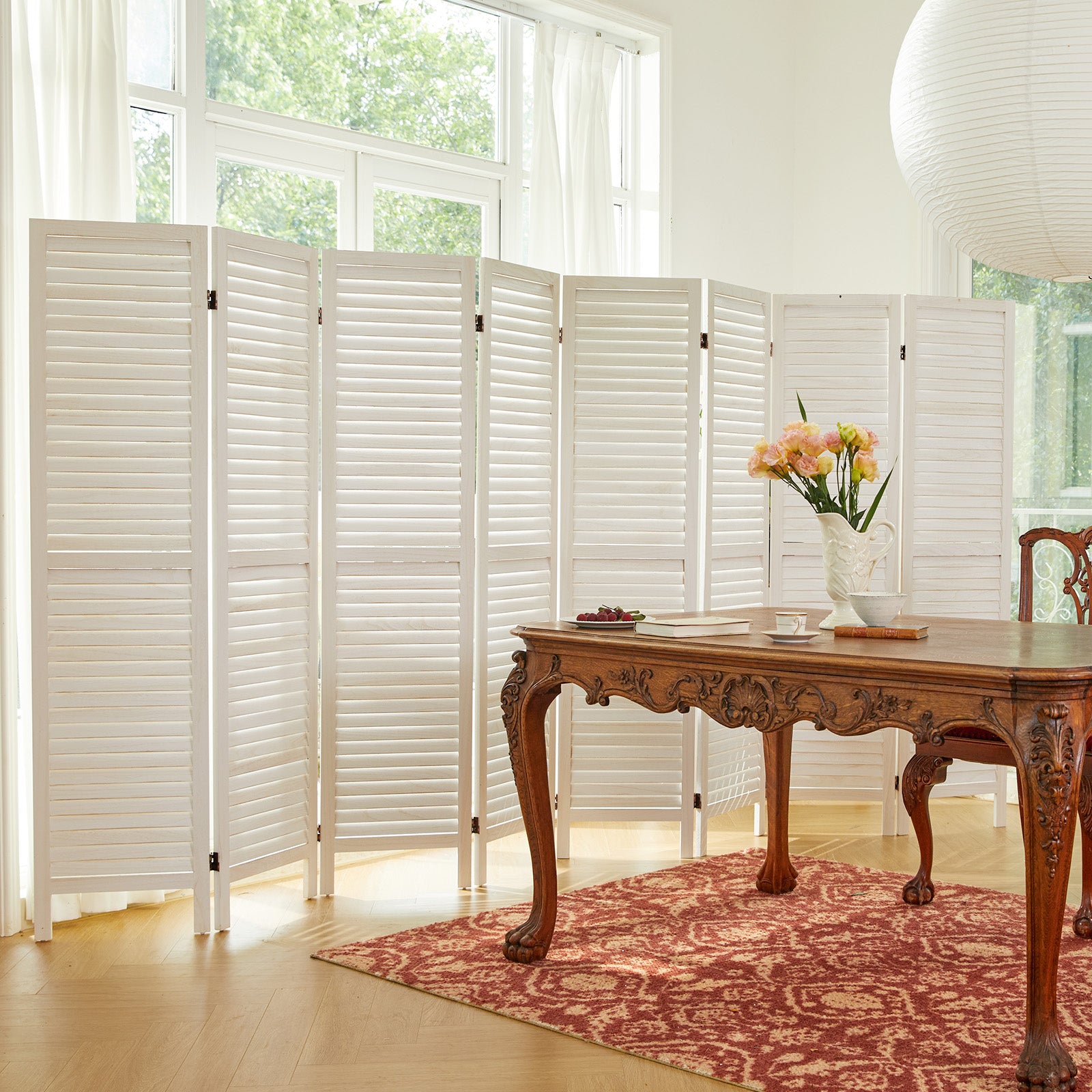 Classic 67" Louvered Wooden Room Divider