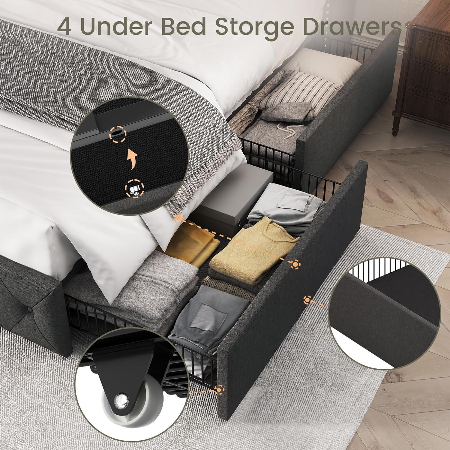 Korall Linen Bed Frame