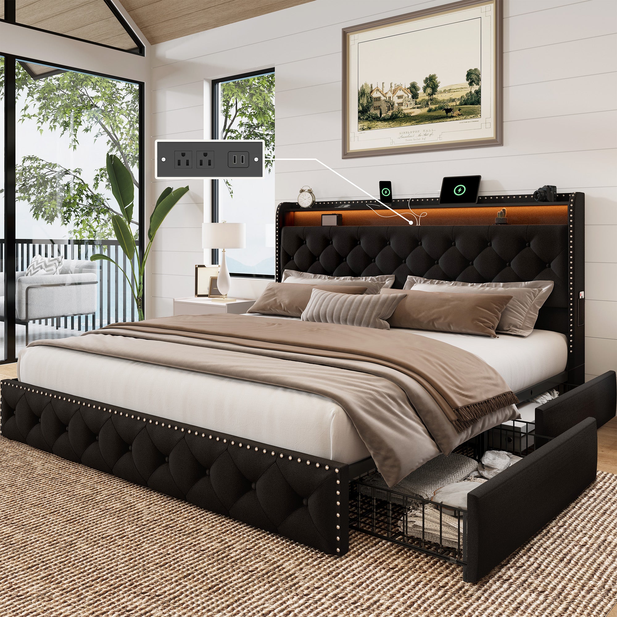 Dexon Velvet Storage Bed Frame