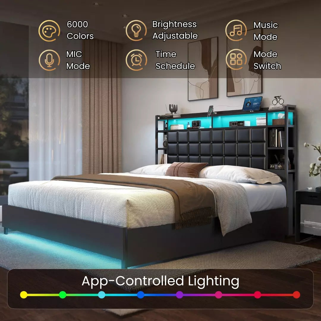 Cubes Bookcase Headboard Bed Frame