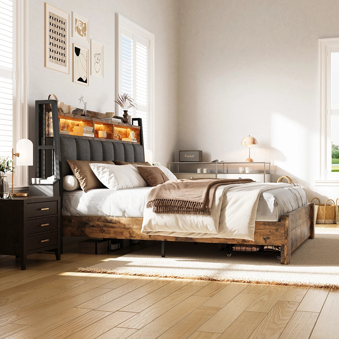 Aspen Bookcase Headboard Storage Bed Frame