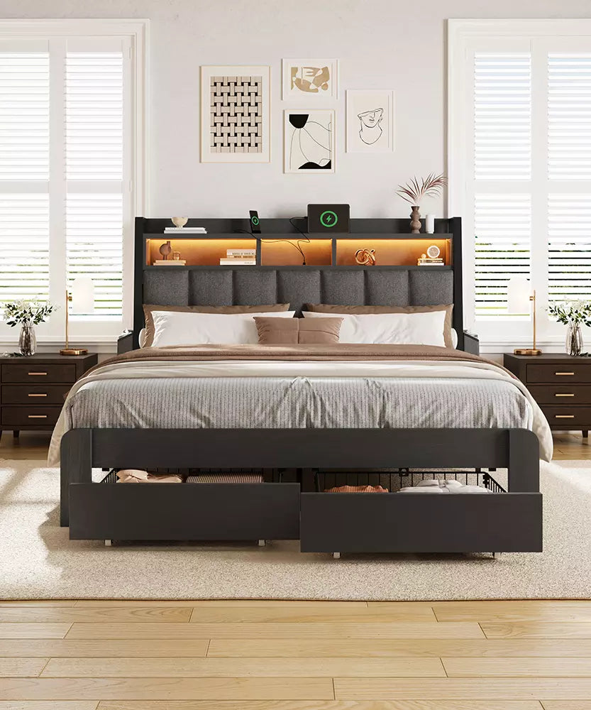 Aspen Bookcase Headboard Storage Bed Frame