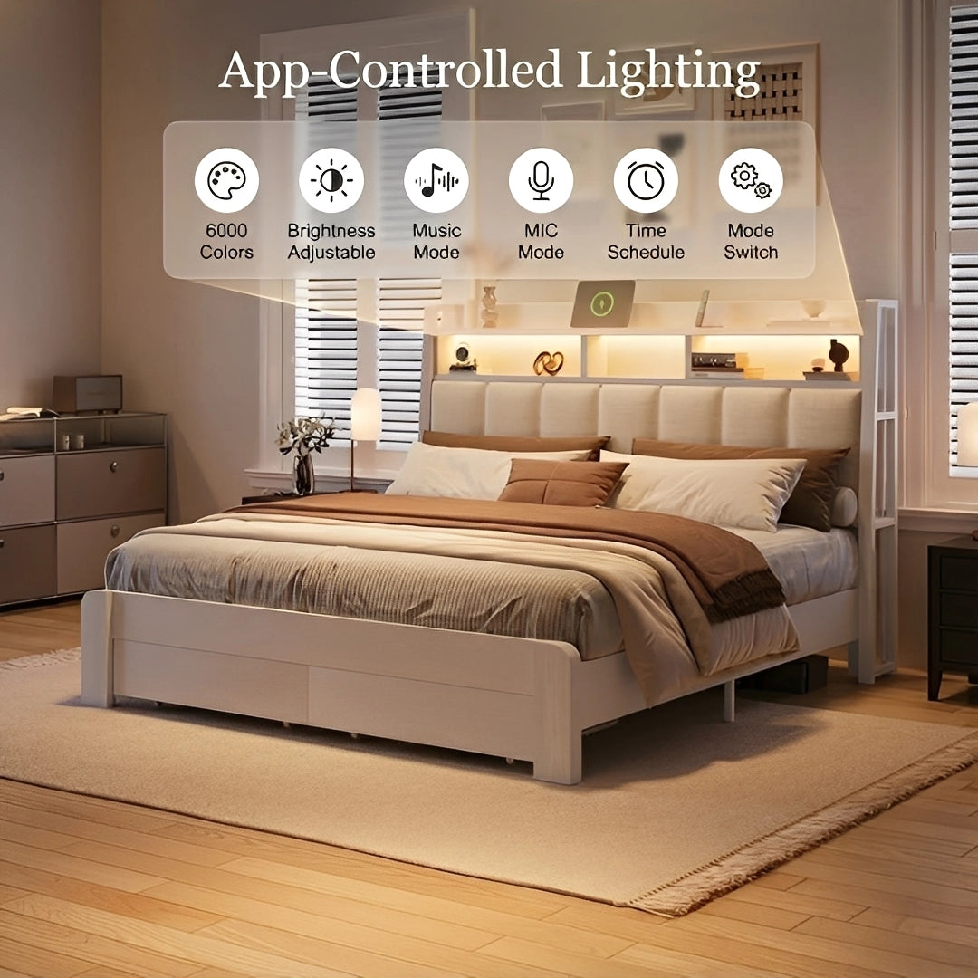 Aspen Bookcase Headboard Storage Bed Frame