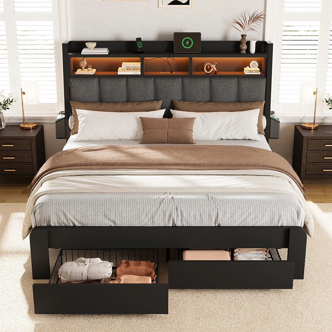 Aspen Bookcase Headboard Storage Bed Frame