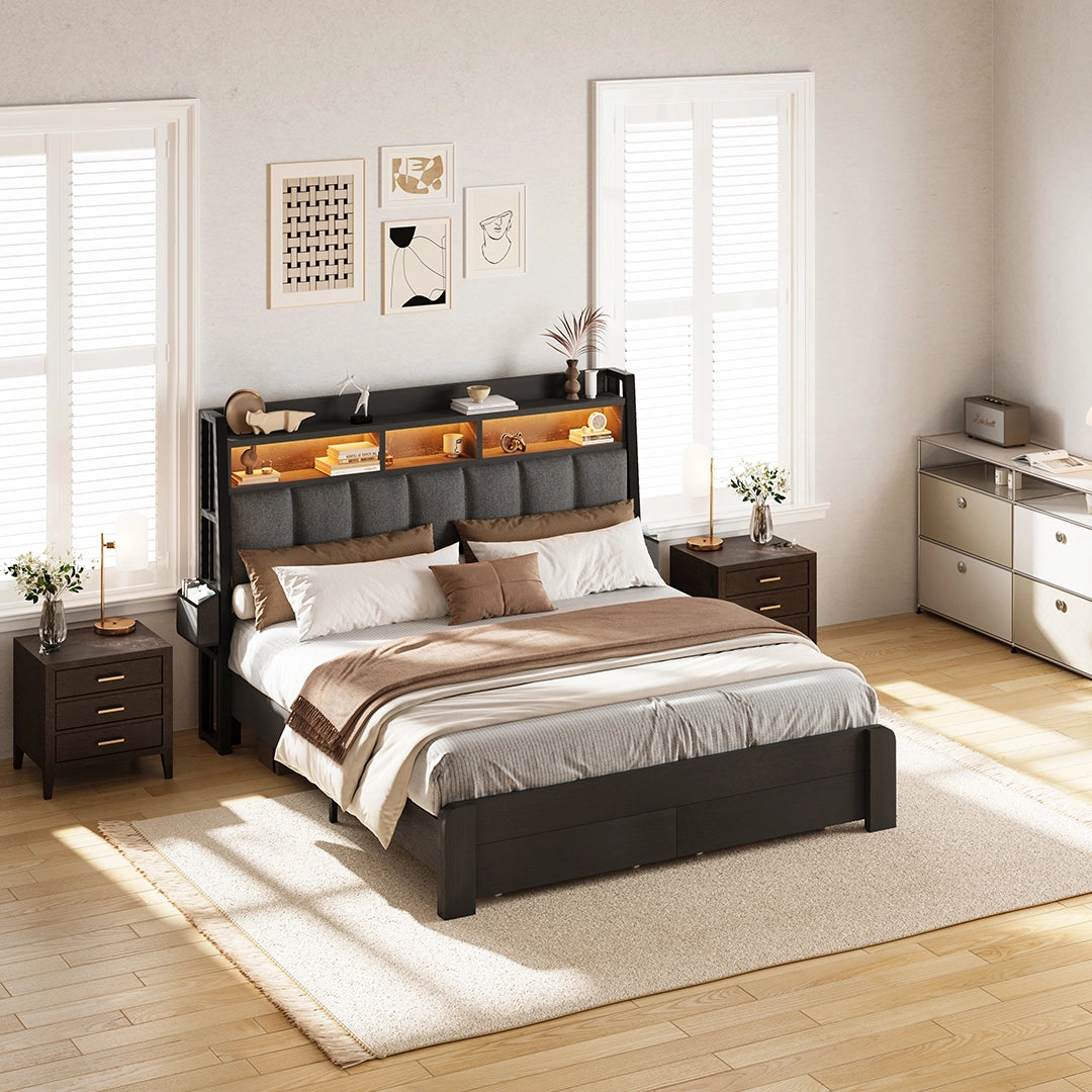 Aspen Bookcase Headboard Storage Bed Frame