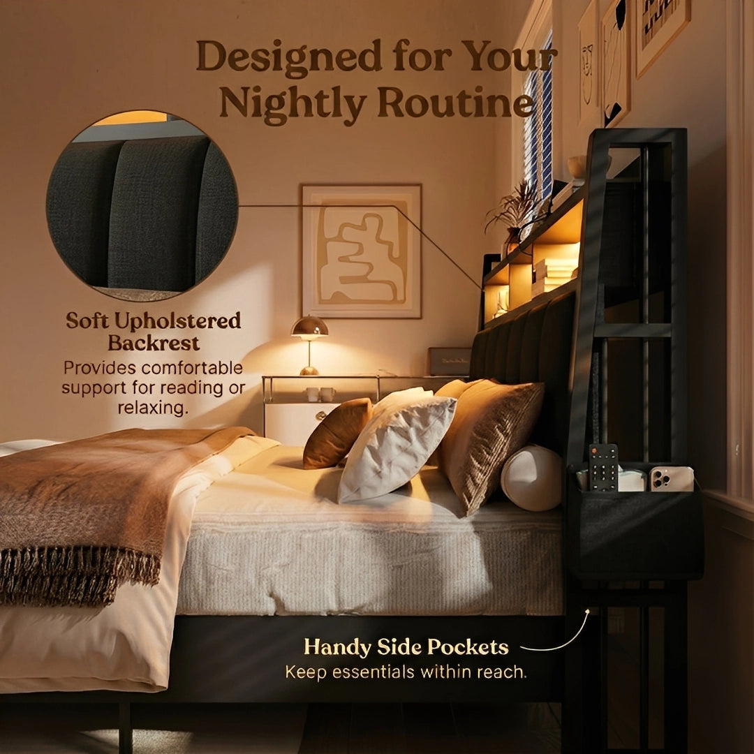 Aspen Bookcase Headboard Storage Bed Frame