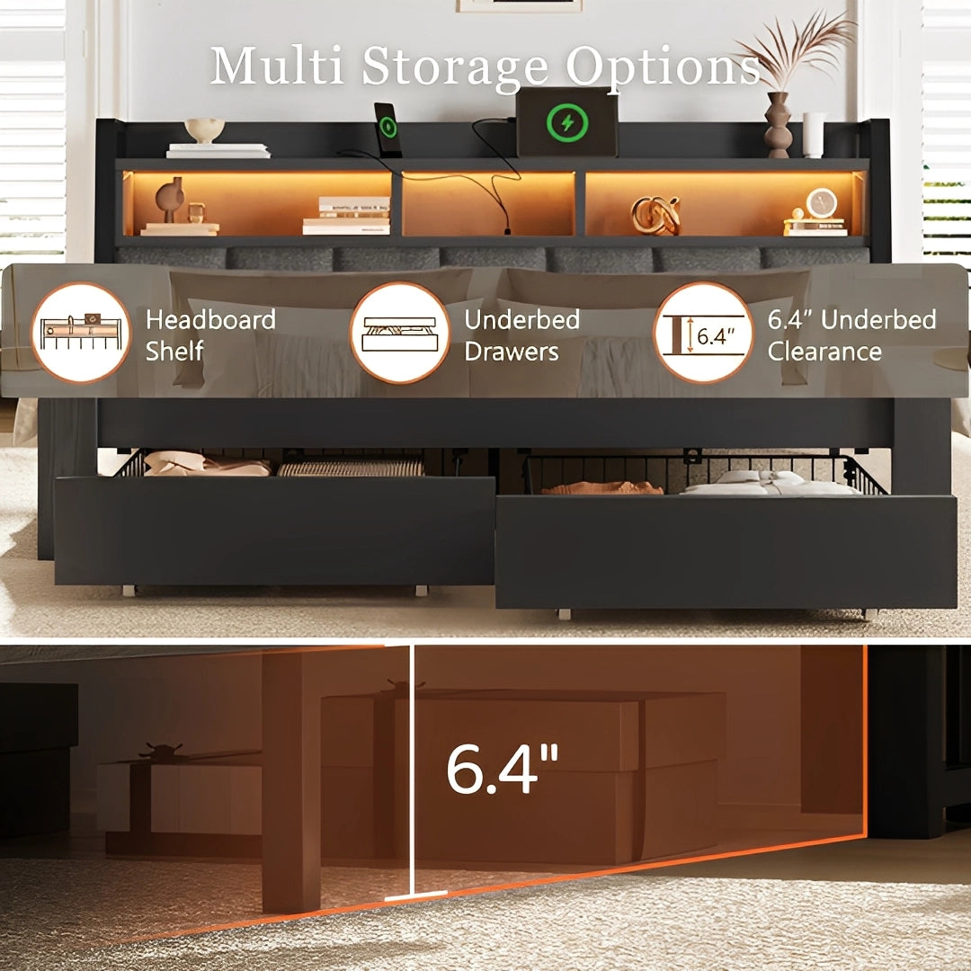 Aspen Bookcase Headboard Storage Bed Frame