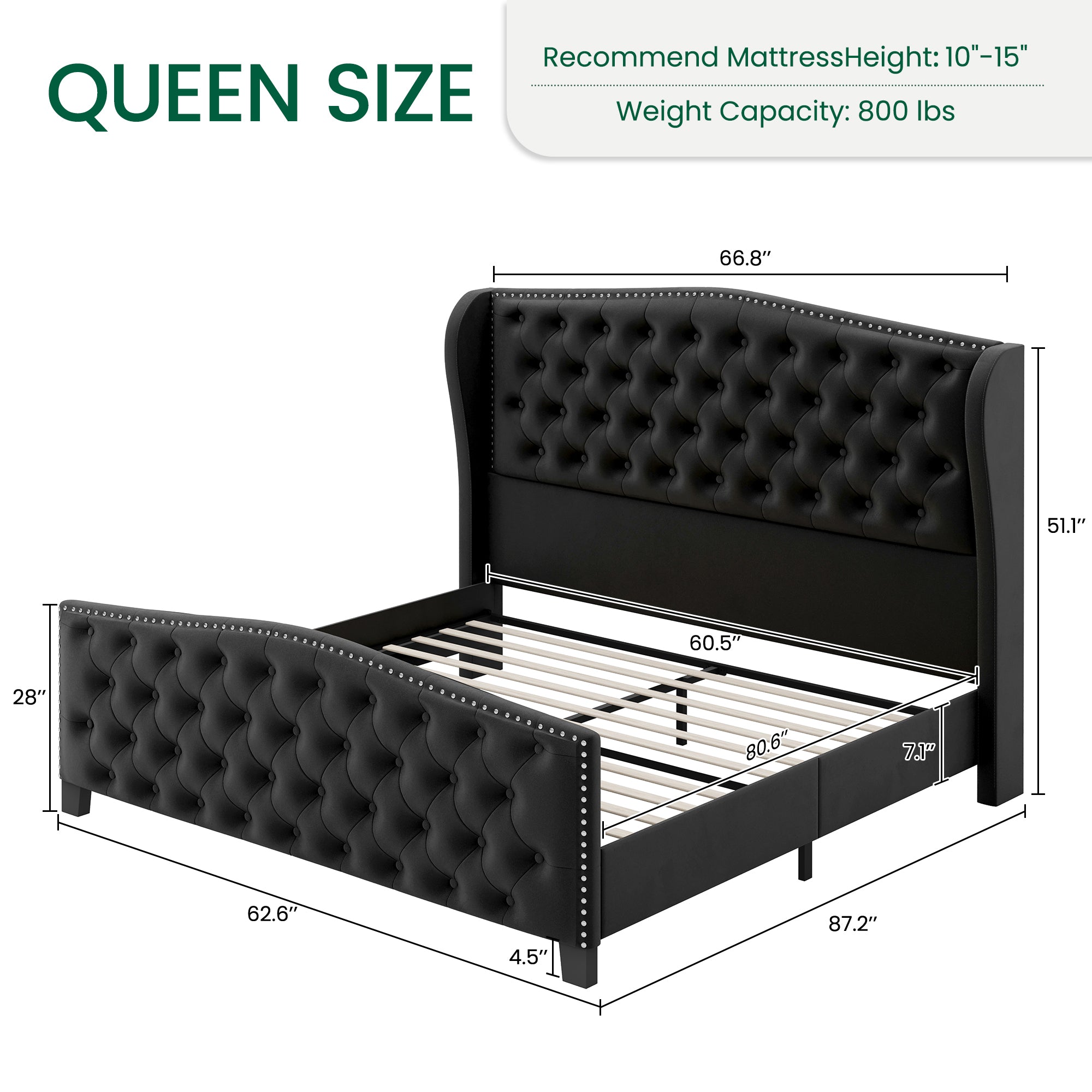 Nadell Velvet Bed Frame with Tall headboard