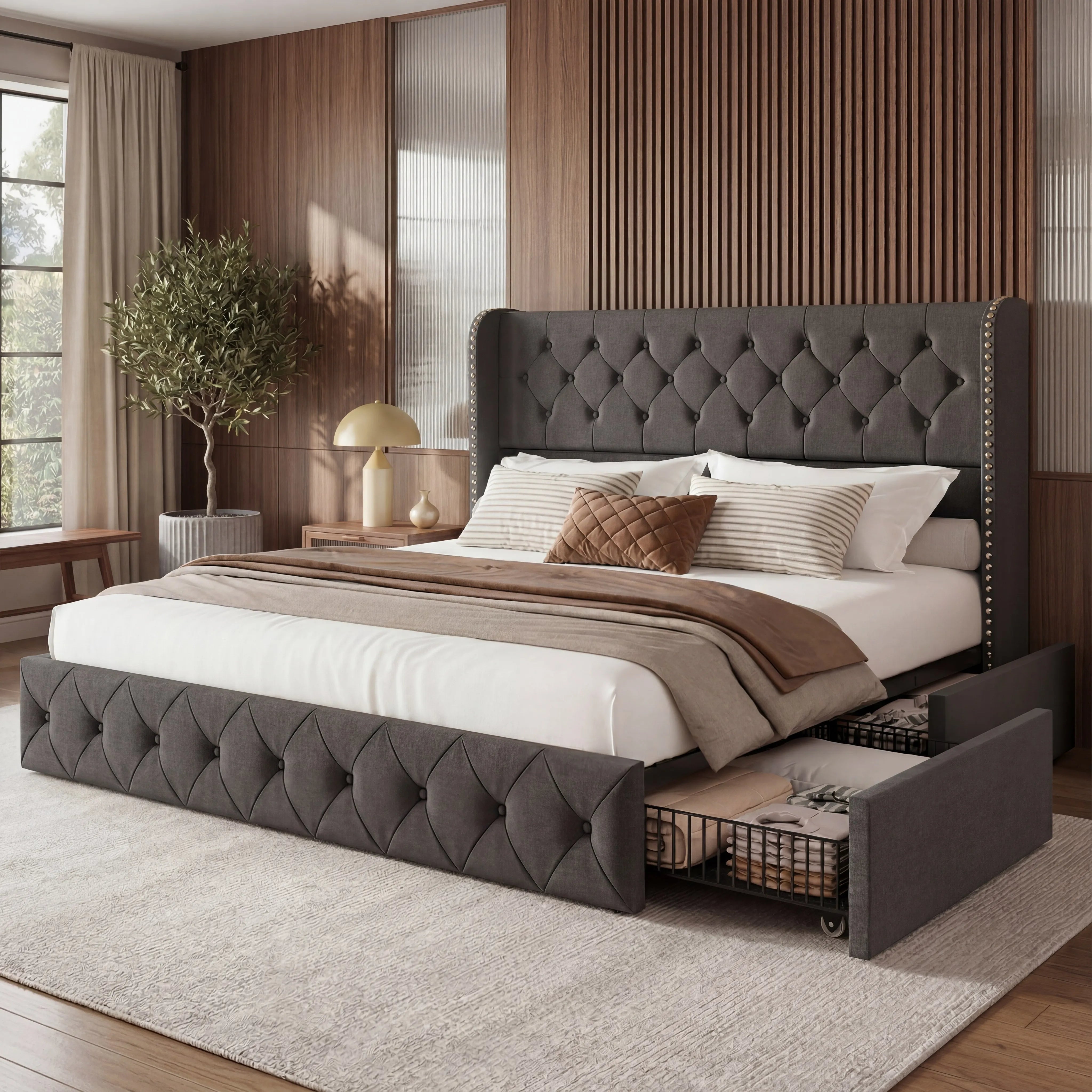 Korall Upholstered Bed Frame with Storage