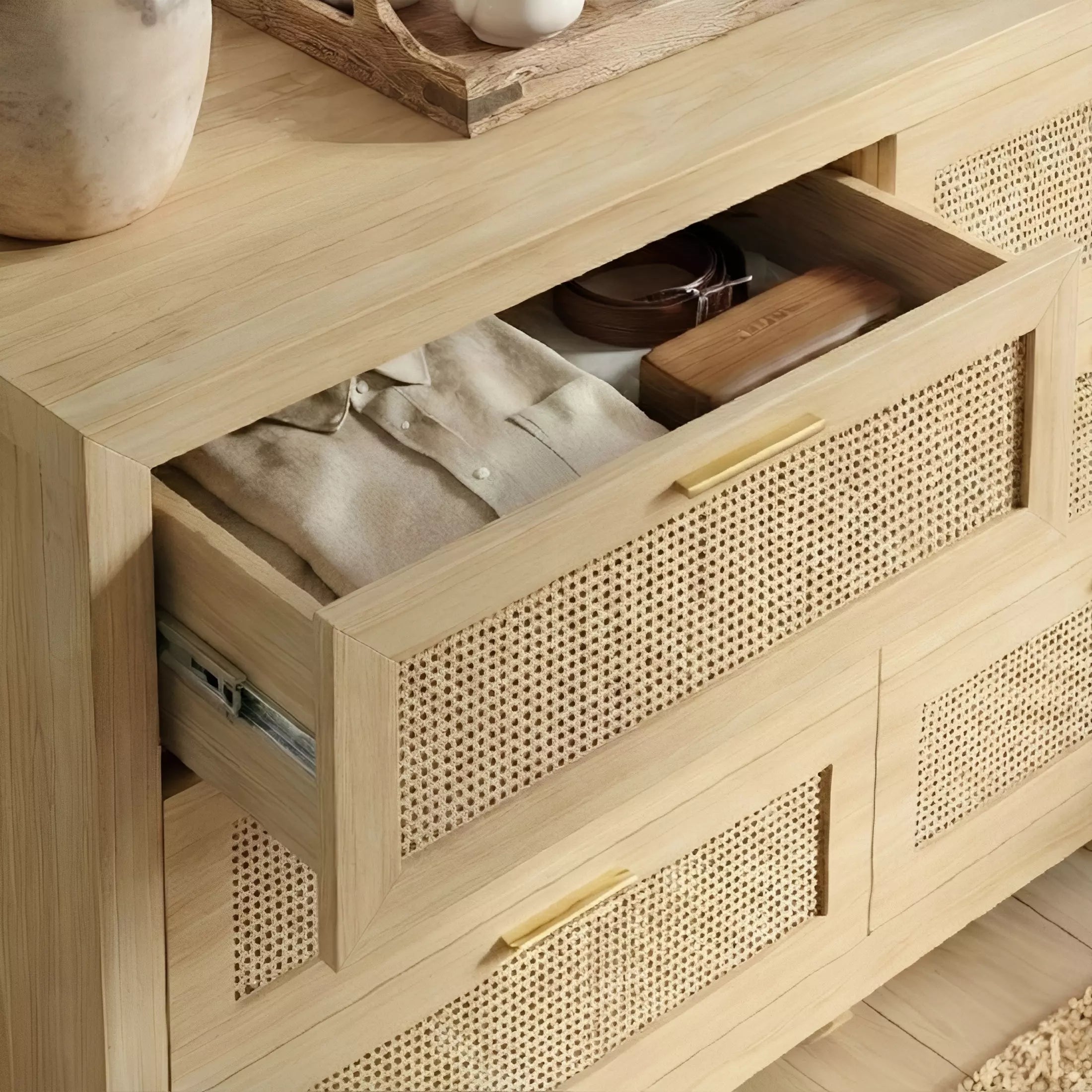 Boho Chic Rattan 6 Drawer Dressers