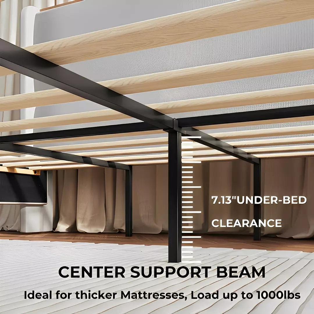 Arc Linen Tall Headbaord Storage Bed Frame with Led & Charging