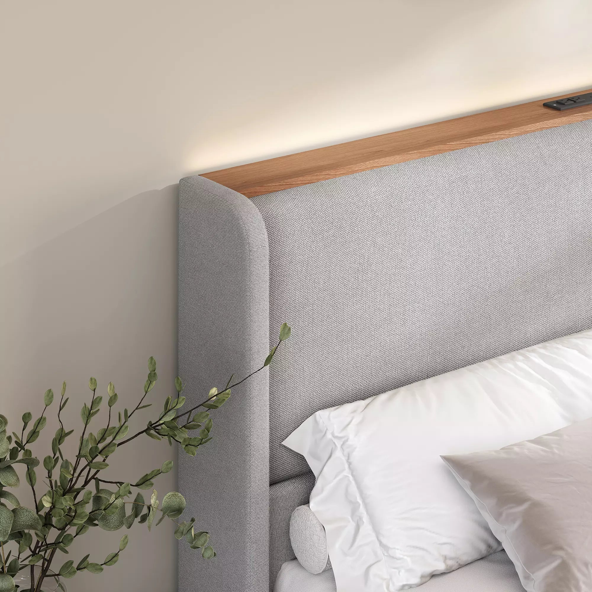 Arc Linen Tall Headbaord Wingback Bed Frame