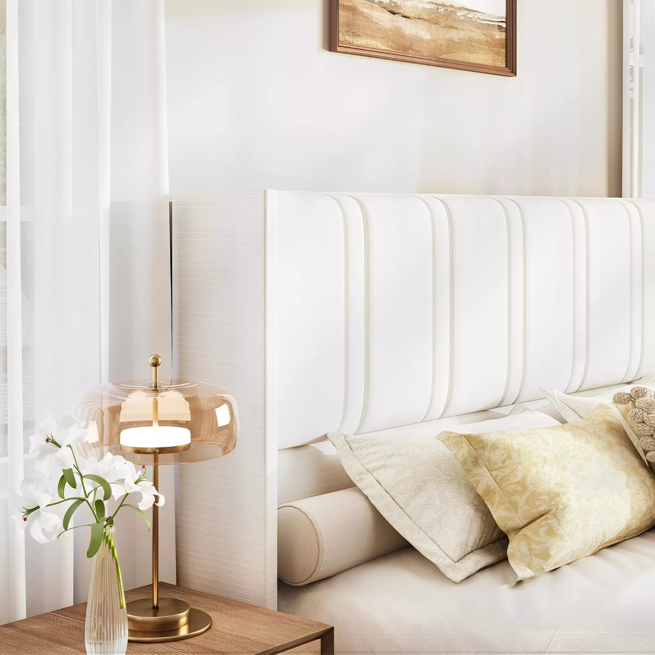 Modro Linen Bed Frame With Storage