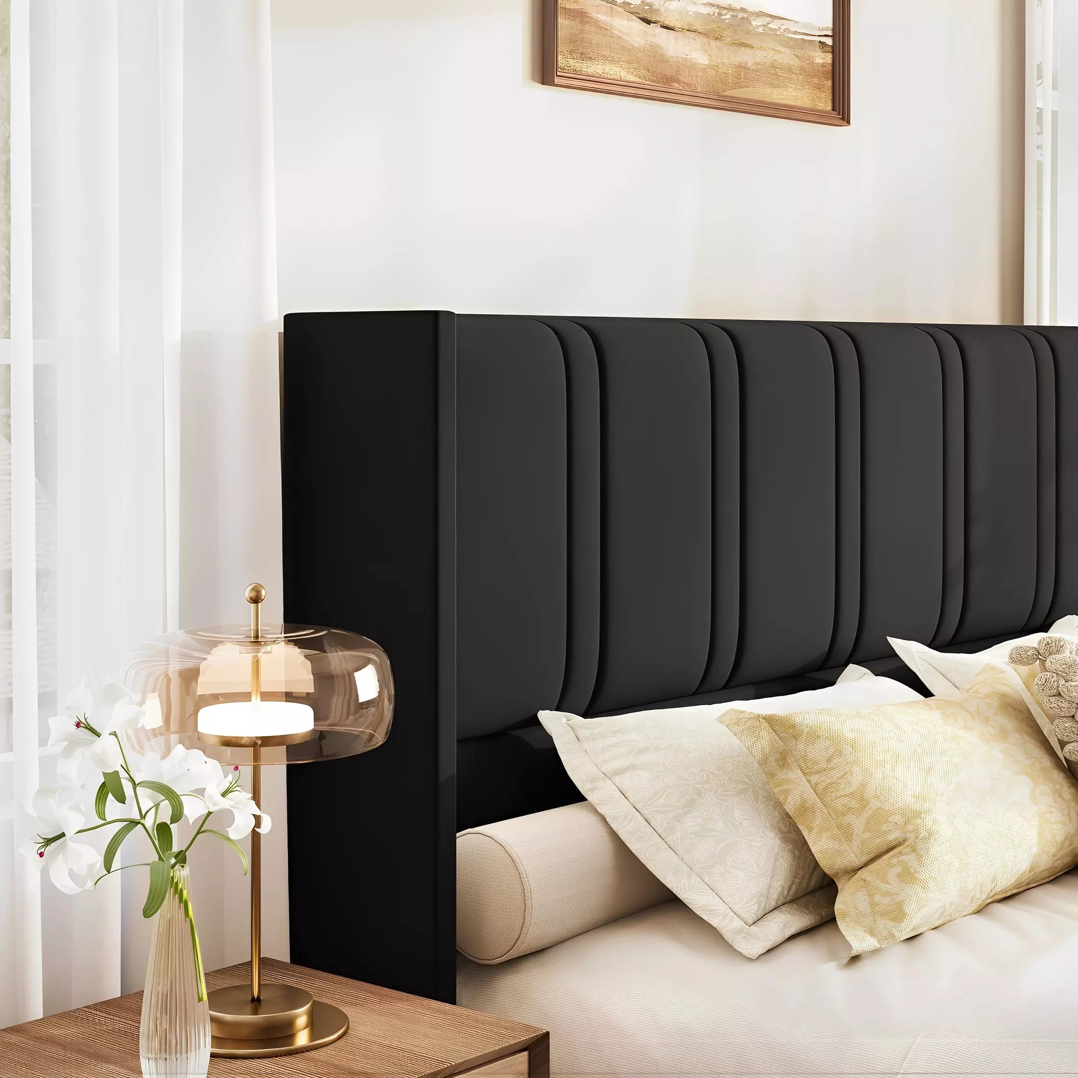 Modro Linen Bed Frame With Storage