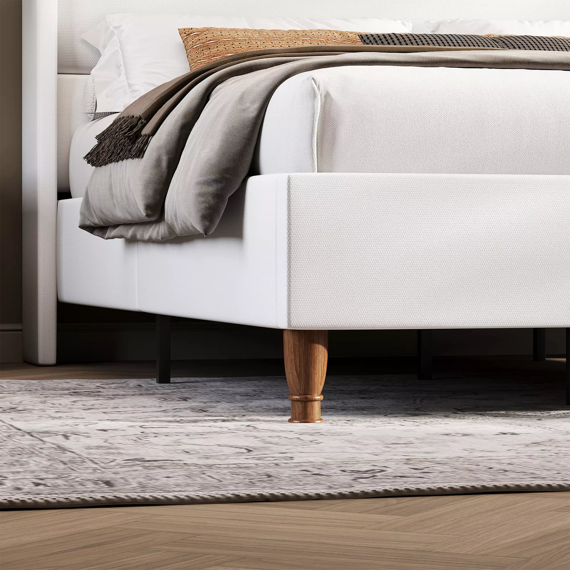 Arc Linen Tall Headbaord Wingback Bed Frame