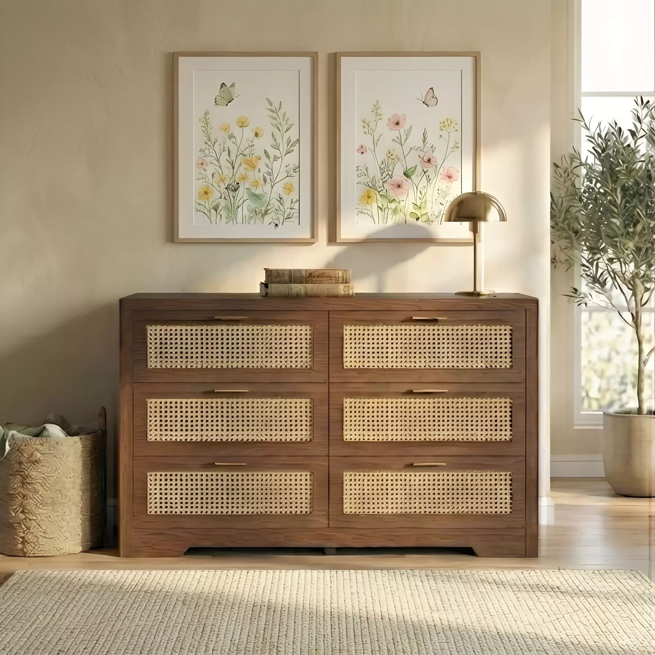 Boho Chic Rattan 6 Drawer Dressers