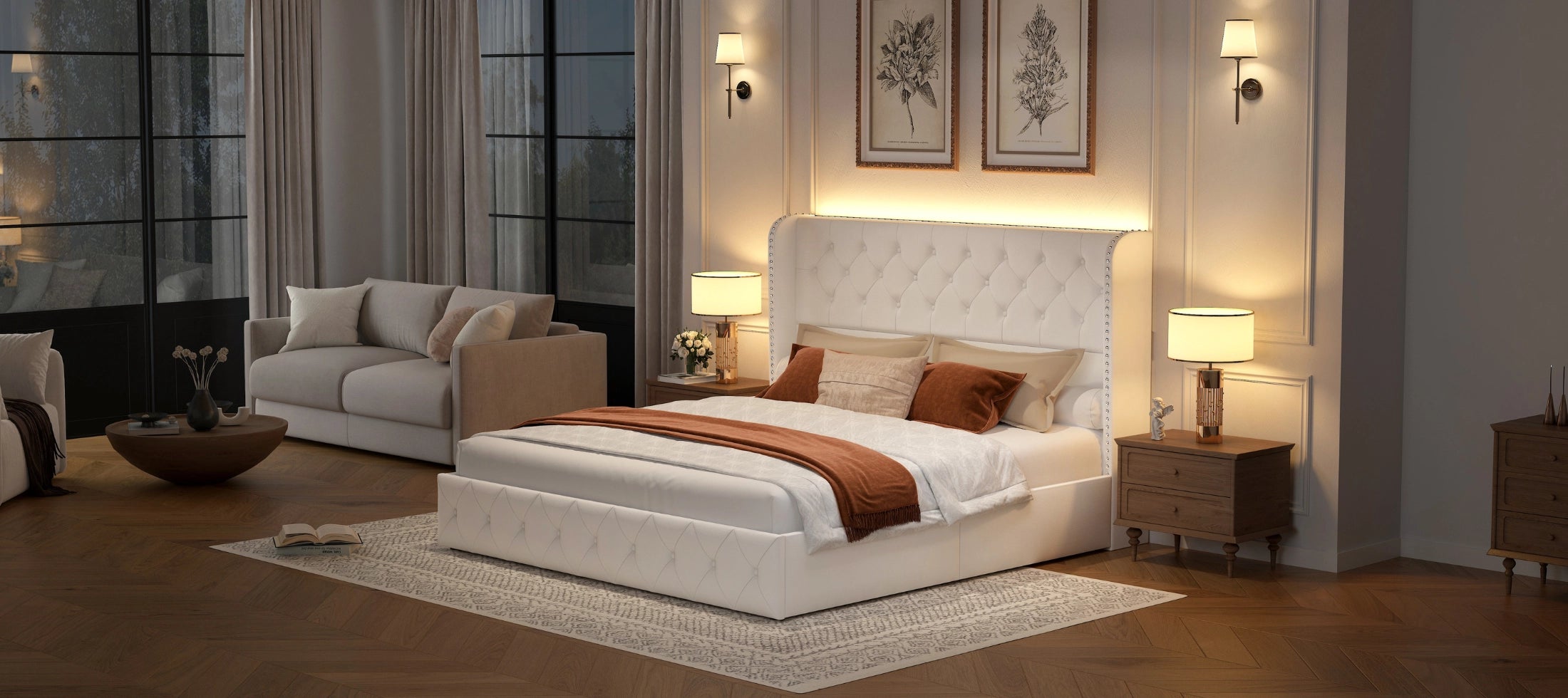 Bed Frame With Led Lights & Charging